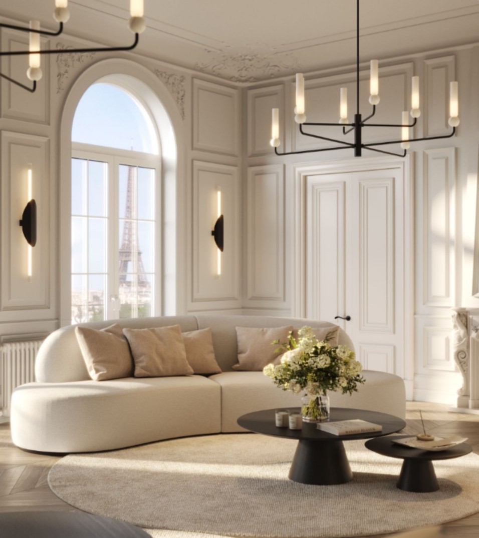 Intérieur parisien haussmannien contemporain